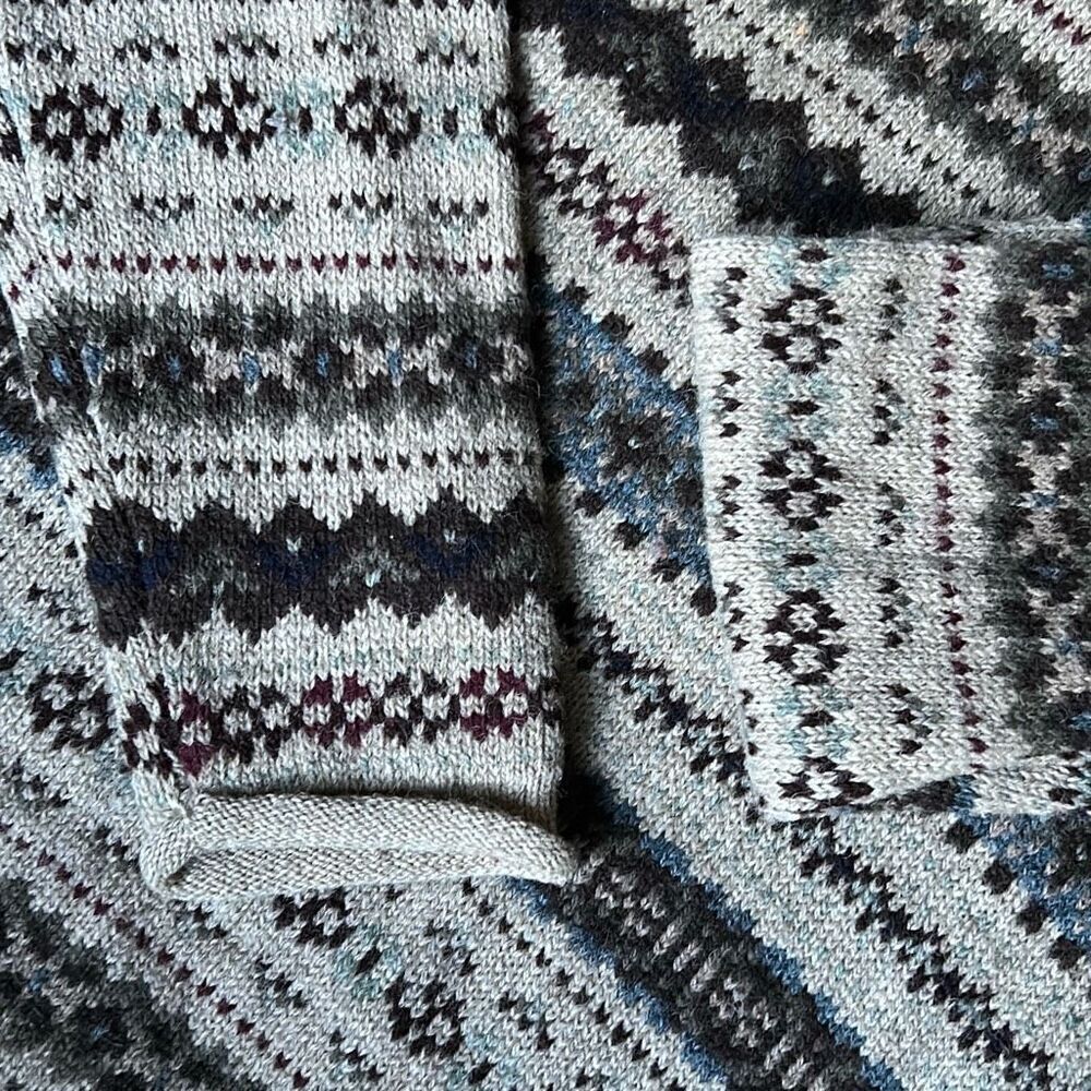 Eddie Bauer Vintage Wool Pullover Crewneck Fair Isle Sweater Medium Rolled Colla - Picture 3 of 8